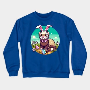 Easter Ferret on the Hunt for Eggs Crewneck Sweatshirt